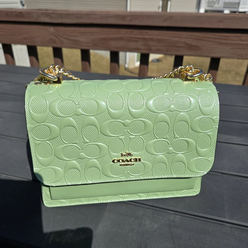 NWT Coach Klare Pale Green Signature Leather Crossbody Bag